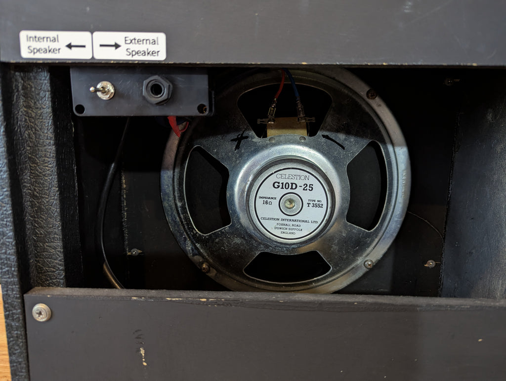Marshall Reverb 12 – (Model: 5205 – Year: 1986) – Lead 12 with reverb. Sympathetically modified to allow for an external cab to be connected.