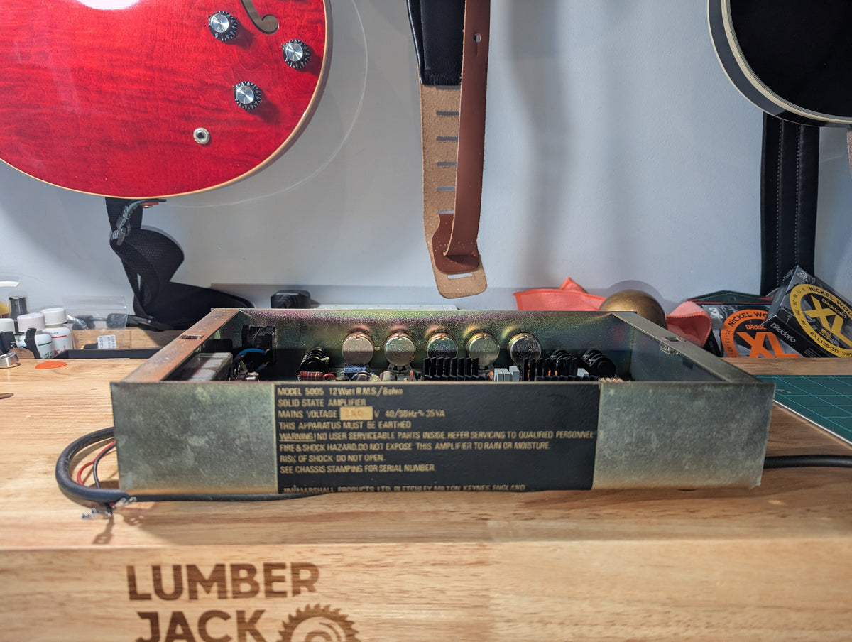 Marshall Lead 12 – (Model: 5005 – Year: 1988). Sympathetically modified to allow for an external cab to be connected
