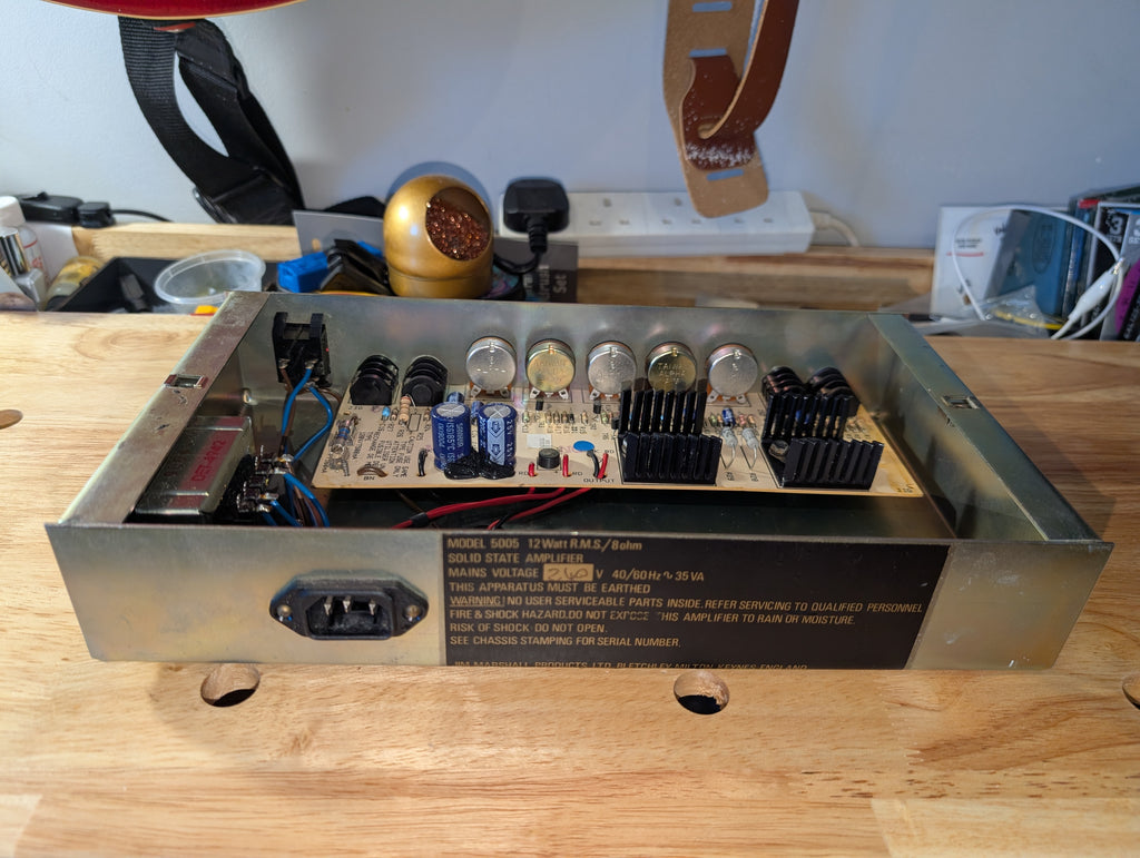 Marshall Lead 12 – (Model: 5005 – Year: 1990). Sympathetically modified to allow for an external cab to be connected.