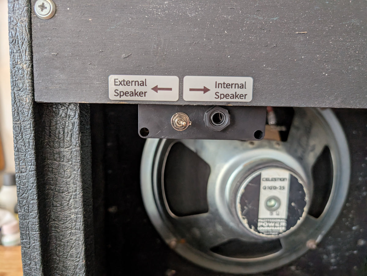 Marshall Lead 12 – (Model: 5005 – Year: 1990). Sympathetically modified to allow for an external cab to be connected.
