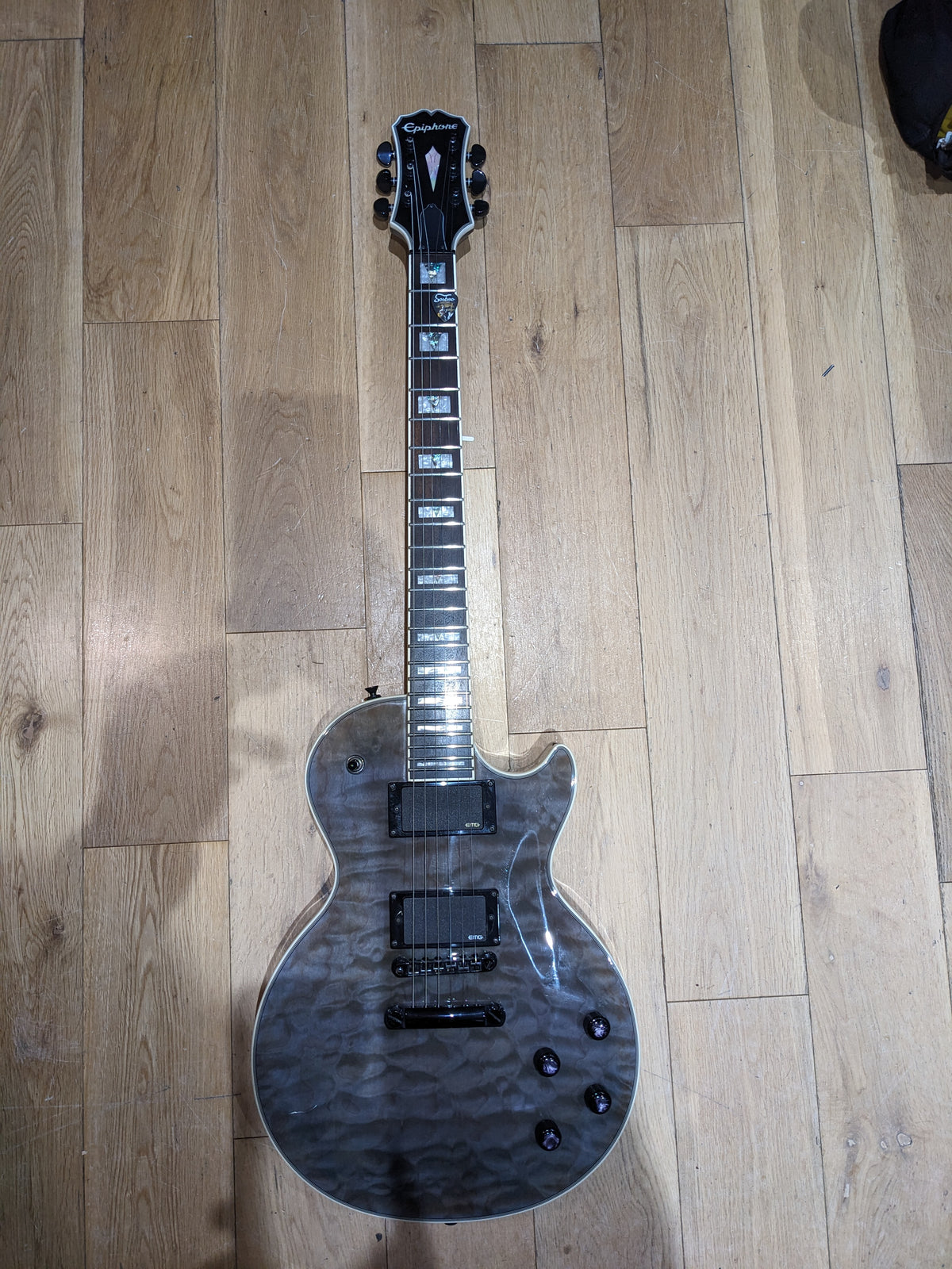 Epiphone Prophecy Les Paul Custom EX Outfit (2012) Ebony FB + Active EMG Pickups