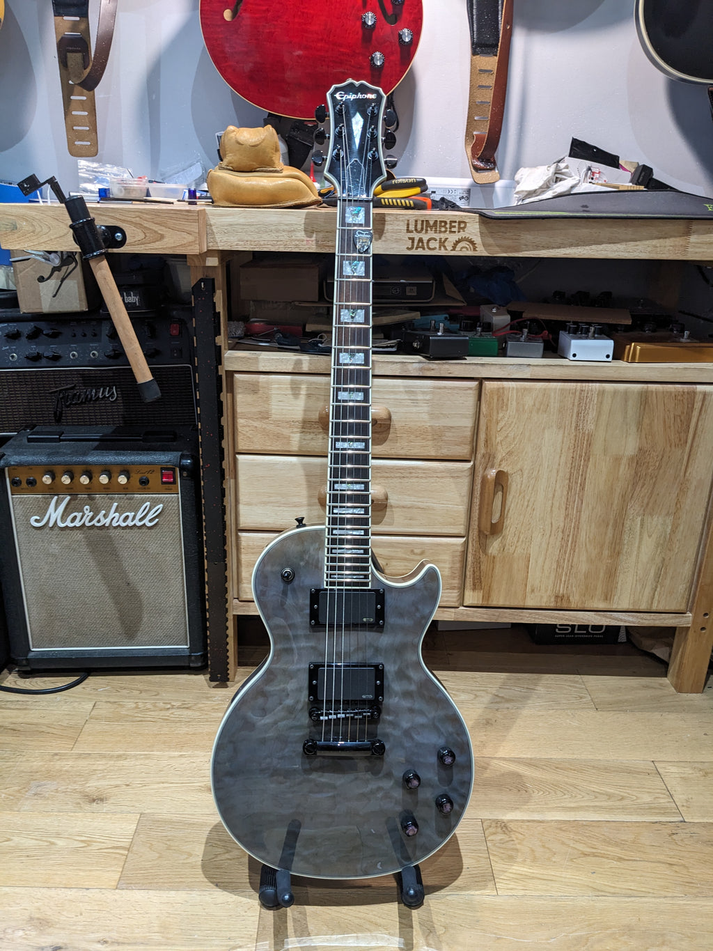 Epiphone Prophecy Les Paul Custom EX Outfit (2012) Ebony FB + Active EMG Pickups