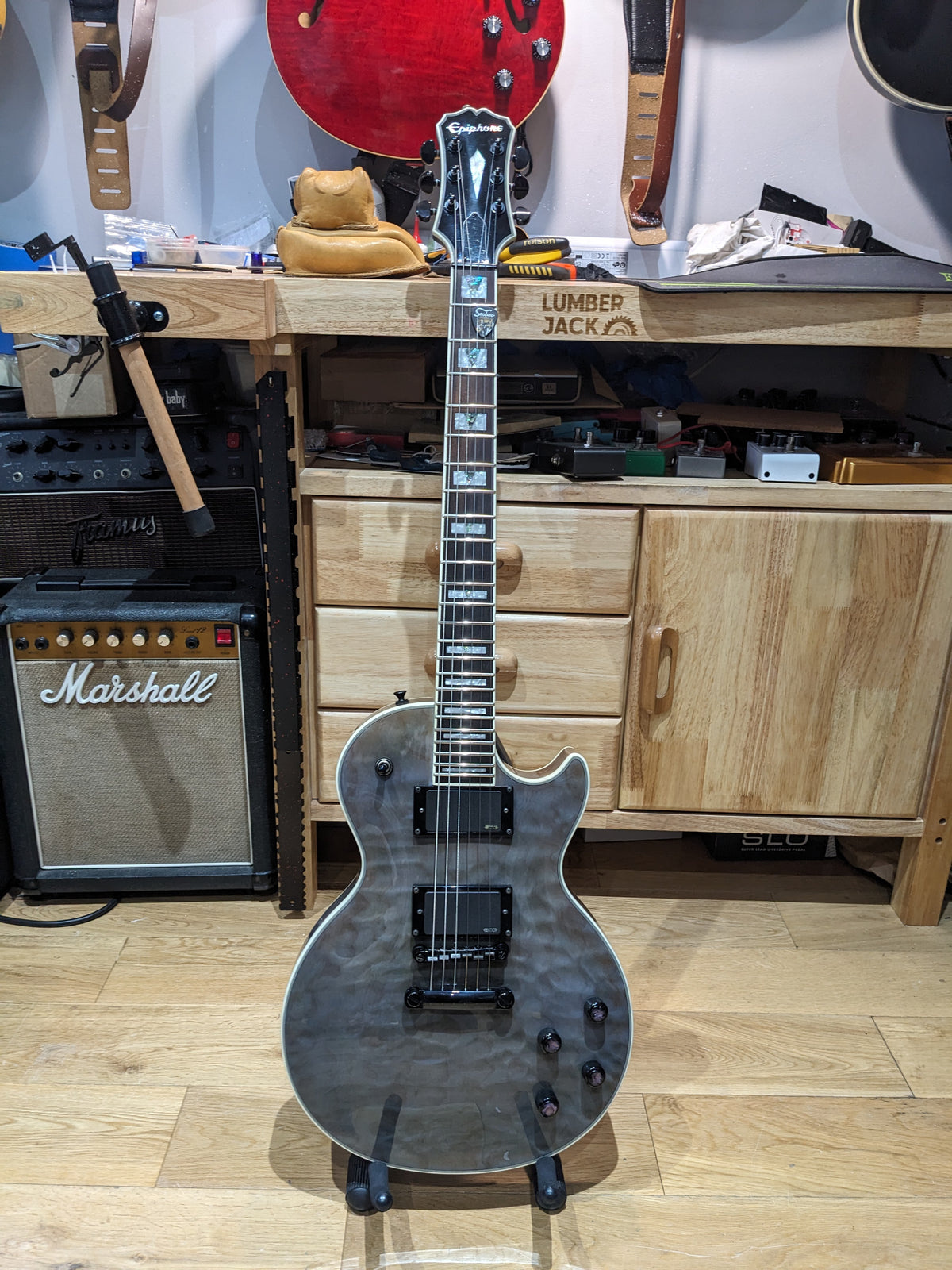 Epiphone Prophecy Les Paul Custom EX Outfit (2012) Ebony FB + Active EMG Pickups